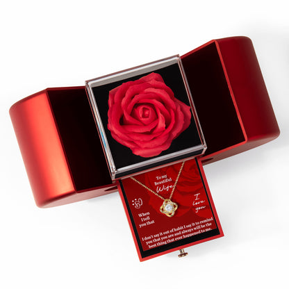 Imagine her smile when she opens this stunning Love Knot Necklace, beautifully paired with a heartfelt message card: